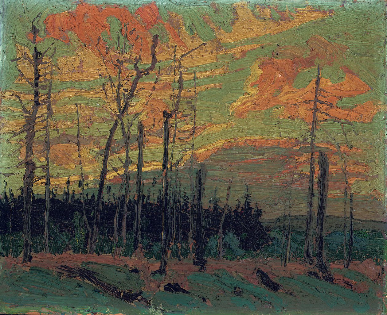 Burnt Land at Sunset by Tom Thomson