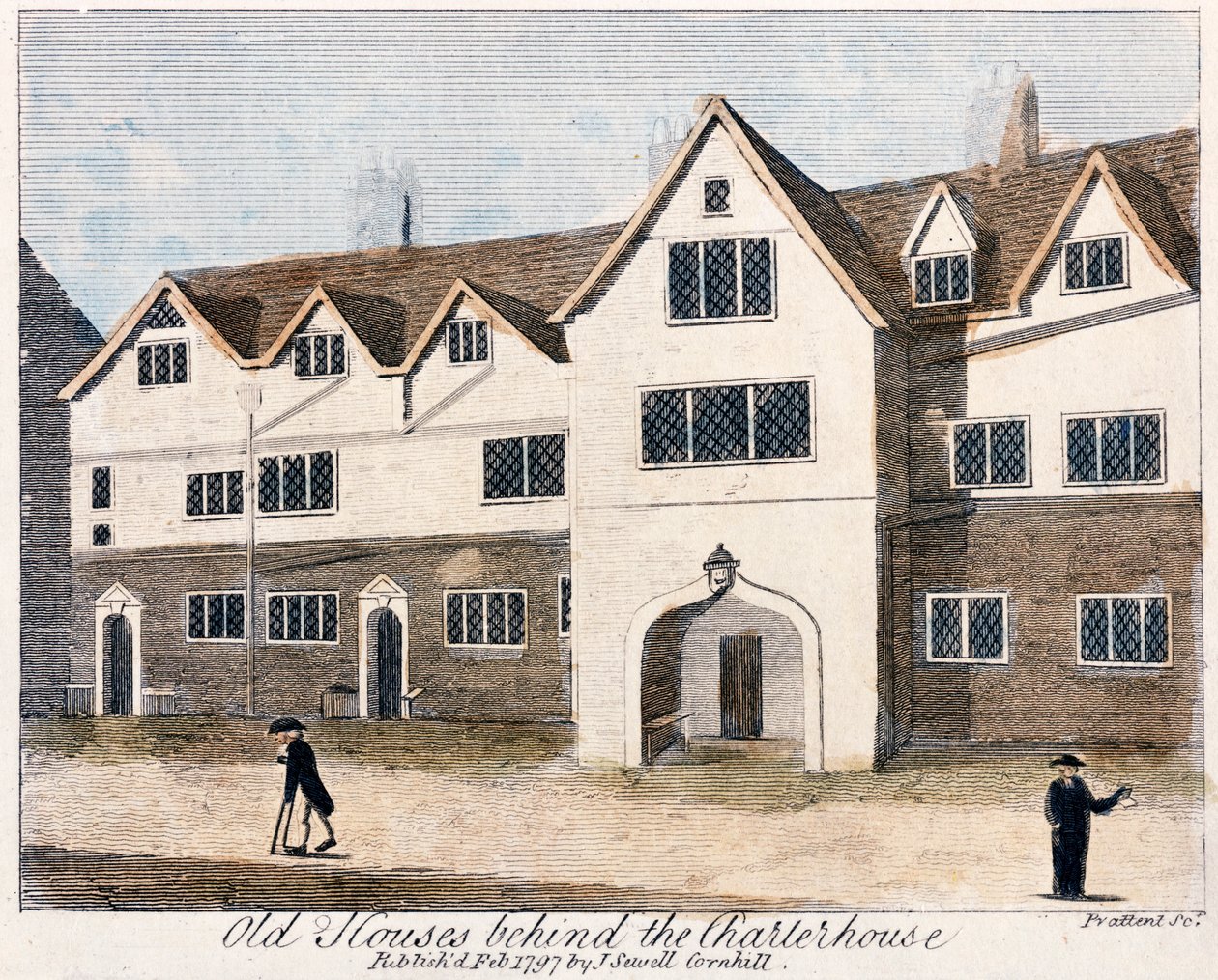 Houses behind the Charterhouse Hospital, London, 1797 by Thomas Prattent