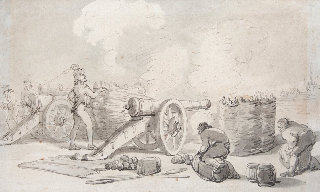 A French Artillery Division in Action by Thomas Rowlandson