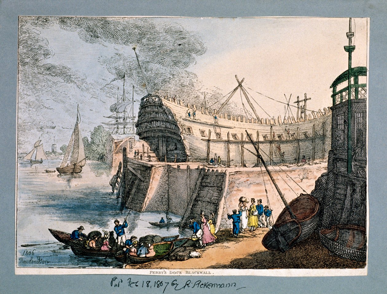 Brunswick Dock, Blackwall, London, 1806 by Thomas Rowlandson