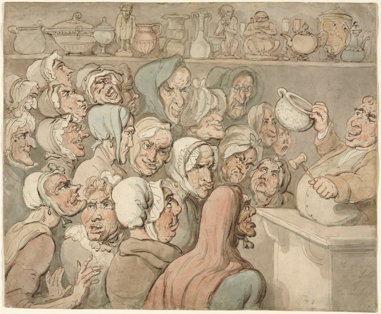 Old Maids at a Sale of Curiosities by Thomas Rowlandson