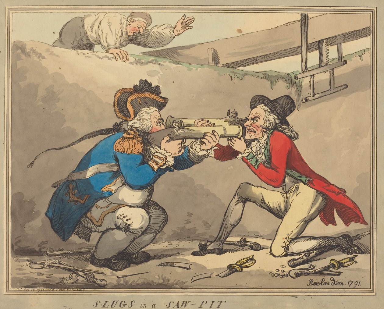 Slugs in a Sawpit by Thomas Rowlandson