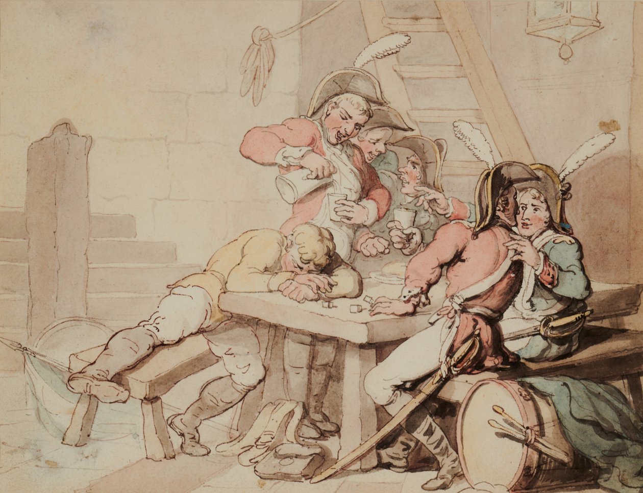 Soldiers Carousing in a Cellar by Thomas Rowlandson