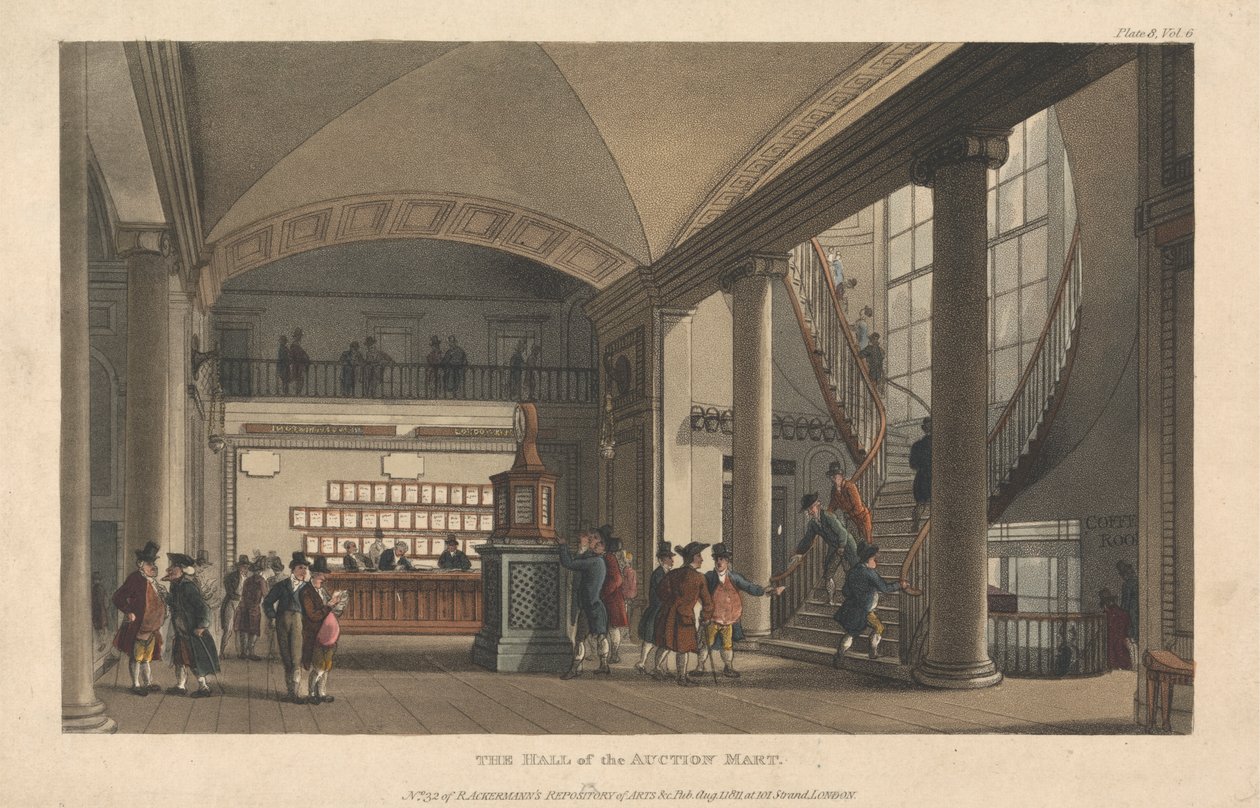 The Hall of the Auction Mart by Thomas Rowlandson