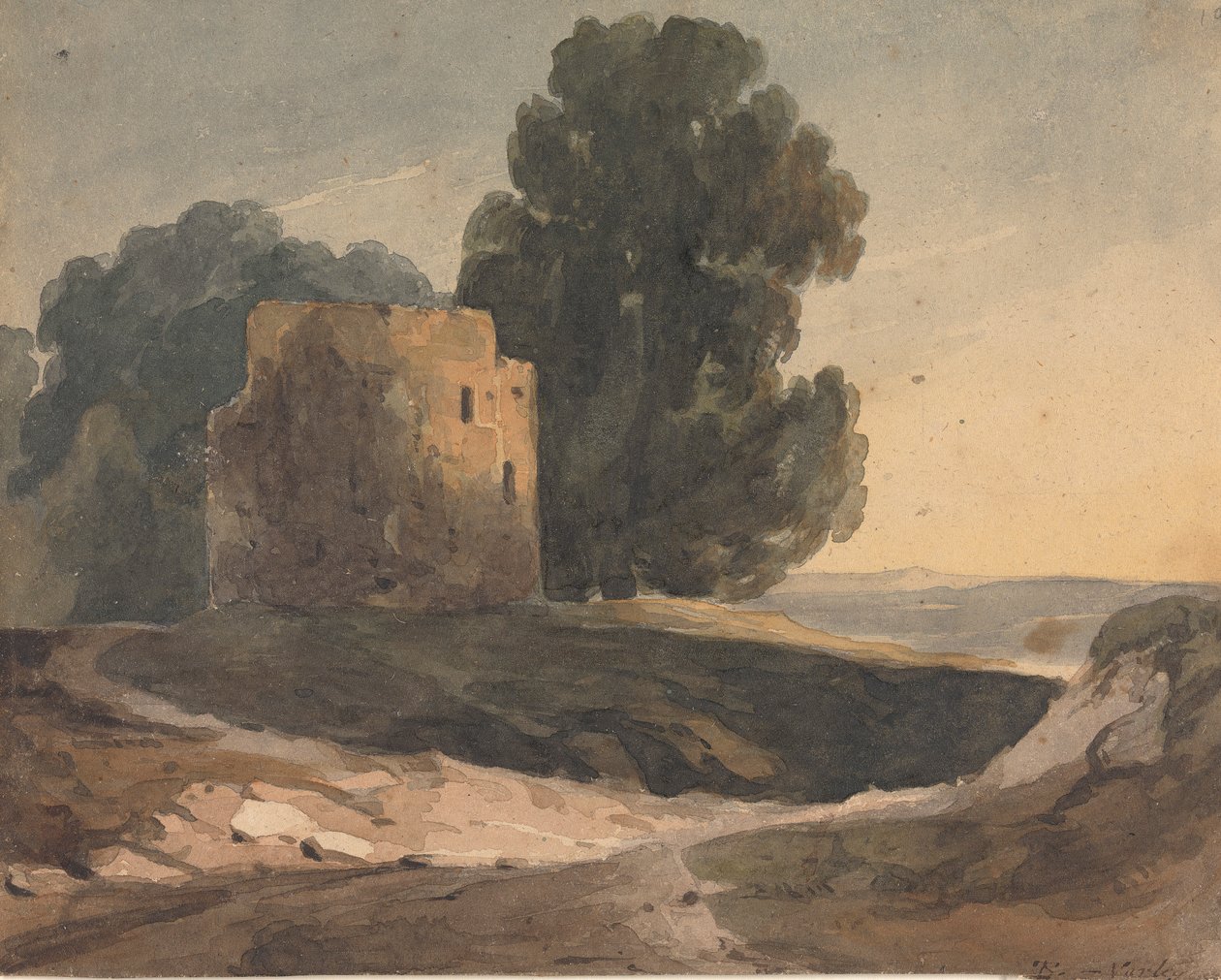 Landscape with Ruined Castle, Trees by Thomas Sully