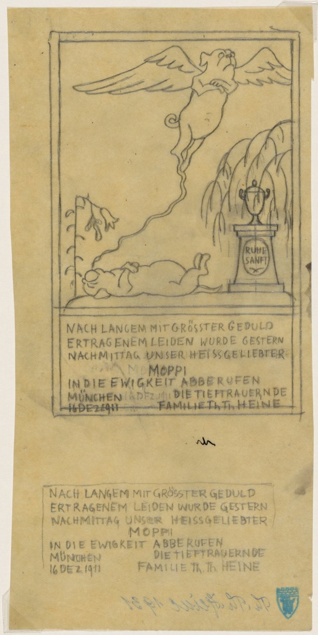 Obituary for a Pug by Thomas Theodor Heine