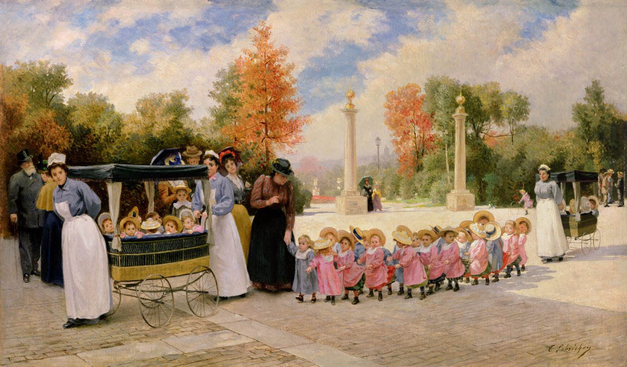 Promenade des Enfants by Timoleon Marie Lobrichon