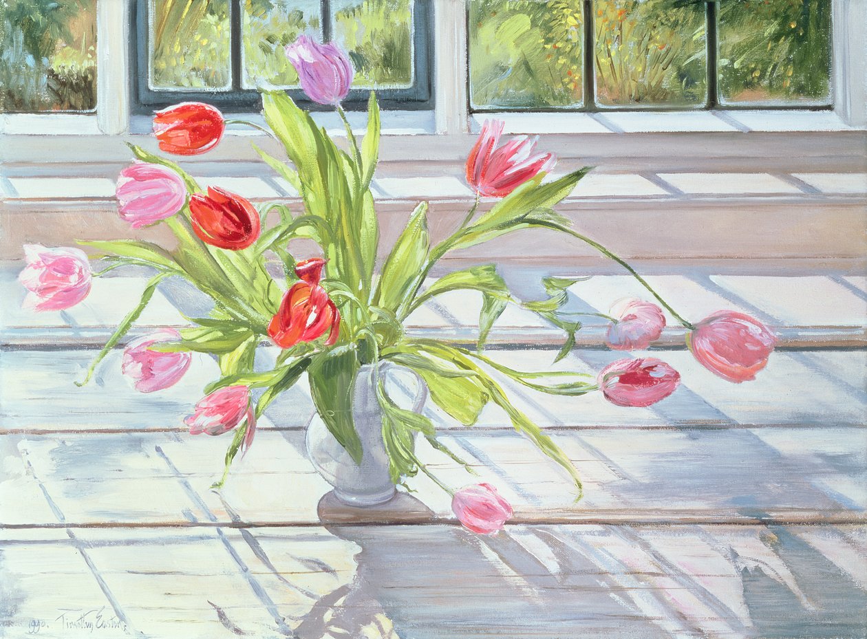 Tulips in the Evening Light, 1990 by Timothy Easton