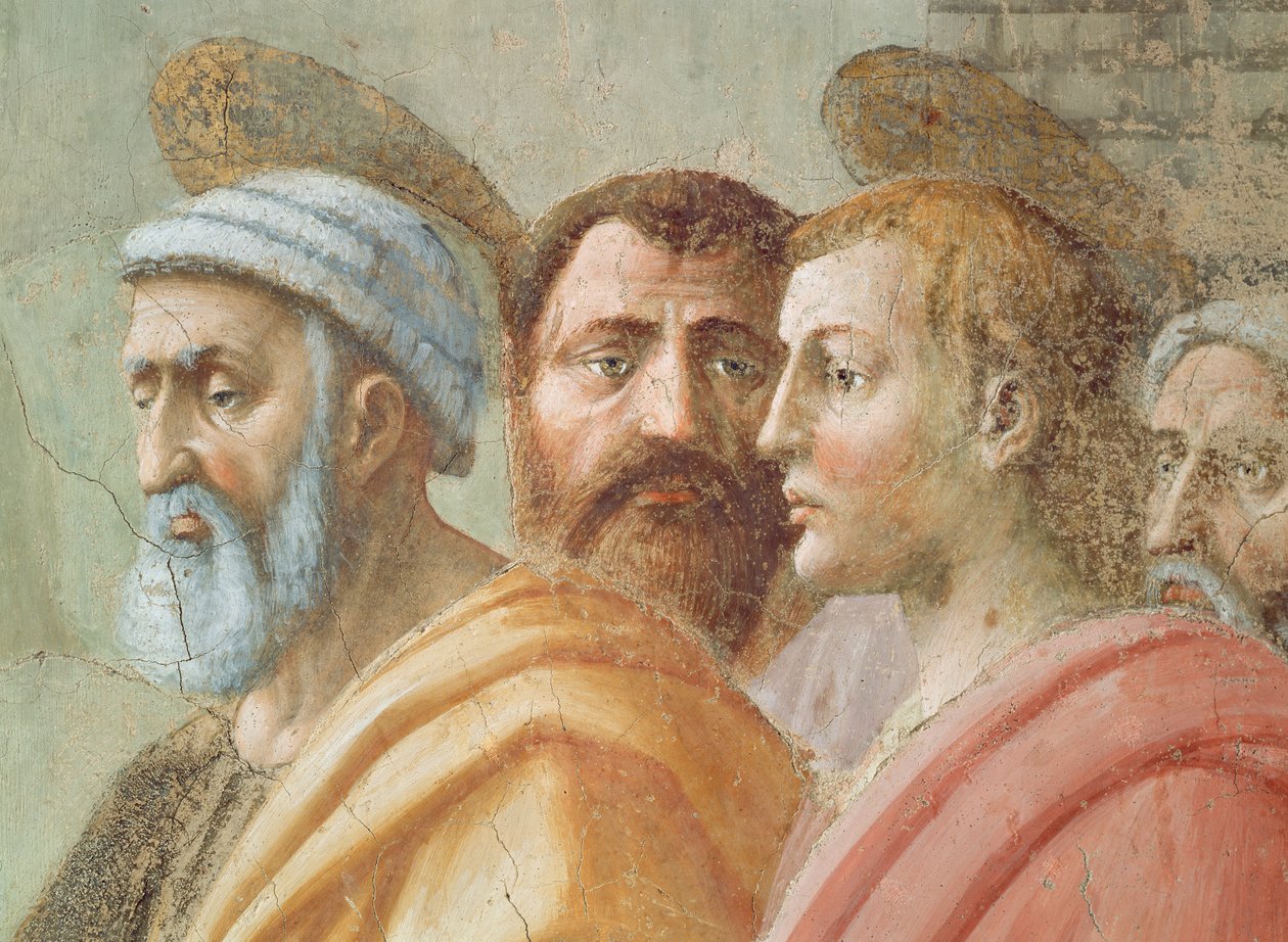 St. Peter Distributing the Common Goods of the Church, and the Death of Ananias (detail) by Tommaso Masaccio