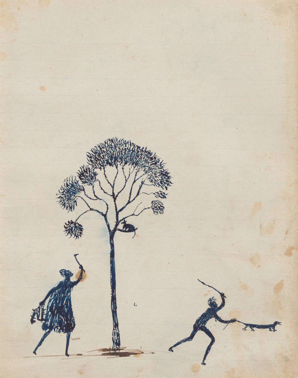 Possum and Goanna Hunting by Tommy McRae