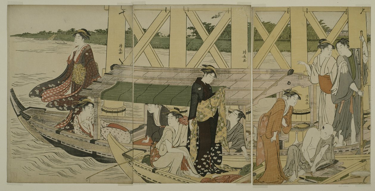 Pleasure Boats below Azuma Bridge by Torii Kiyonaga