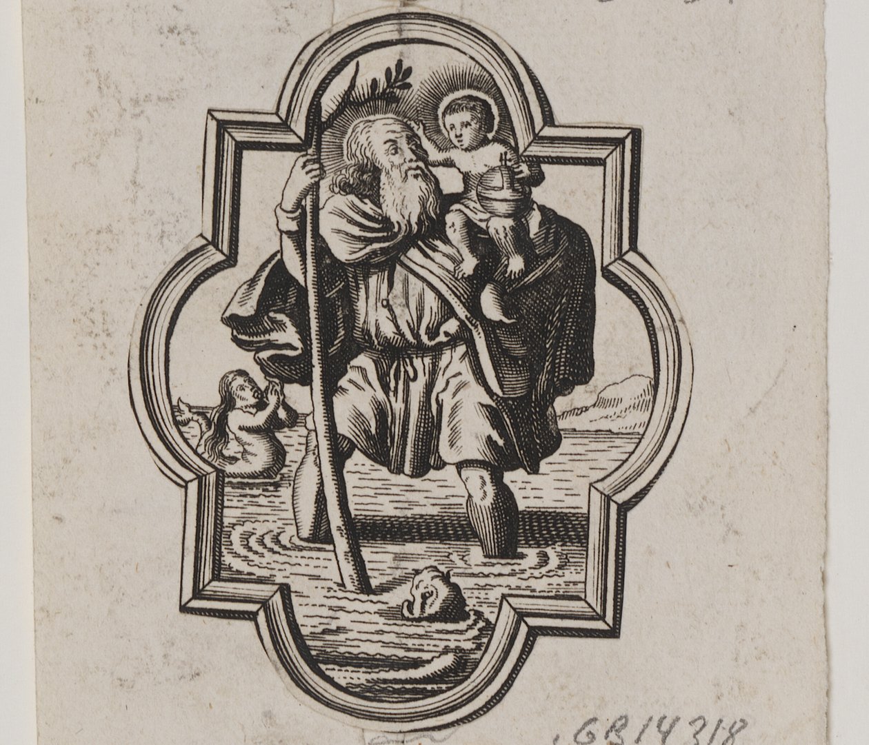 Emblem with St. Christopher by Ubekendt