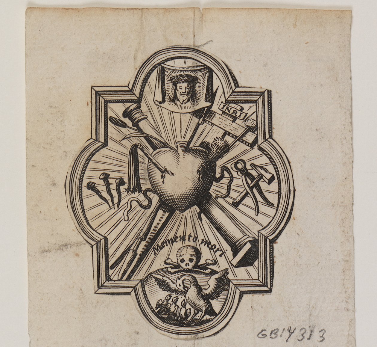 Emblem with a Pierced Heart and the Instruments of the Passion by Ubekendt