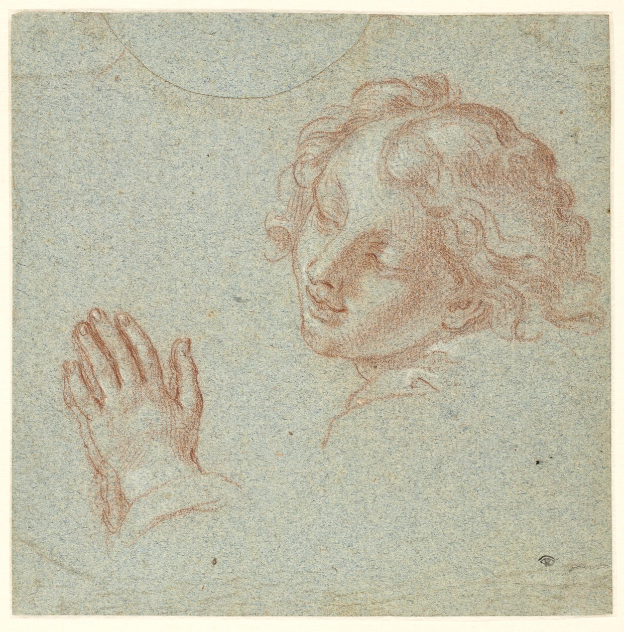 Head and Hands of a Praying Youth by Ubekendt