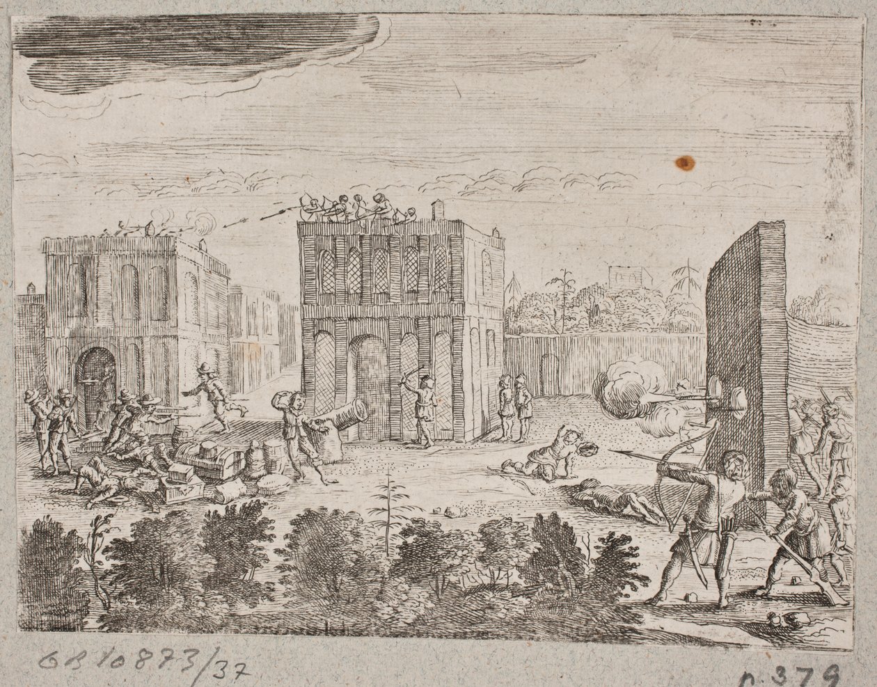 Firefight between Persians and Europeans by Ubekendt