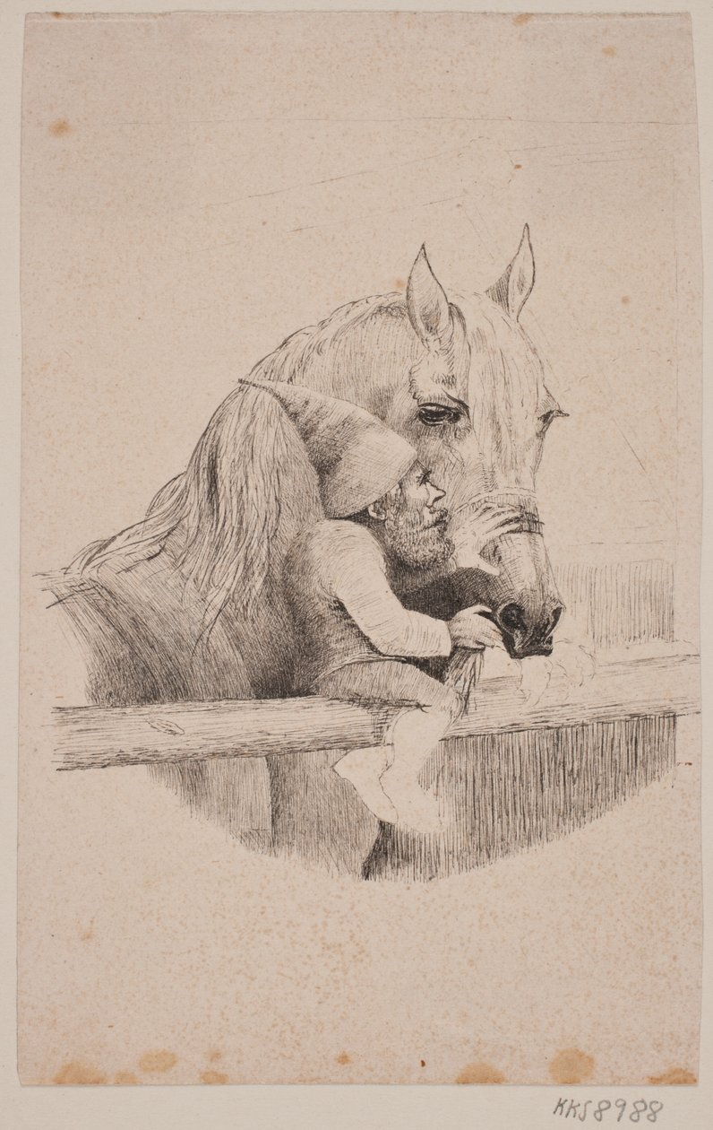 The Nisse in Tirup Feeding the White Mare by Ubekendt