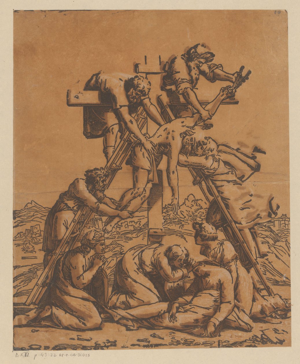 Descent from the Cross by Ugo da Carpi