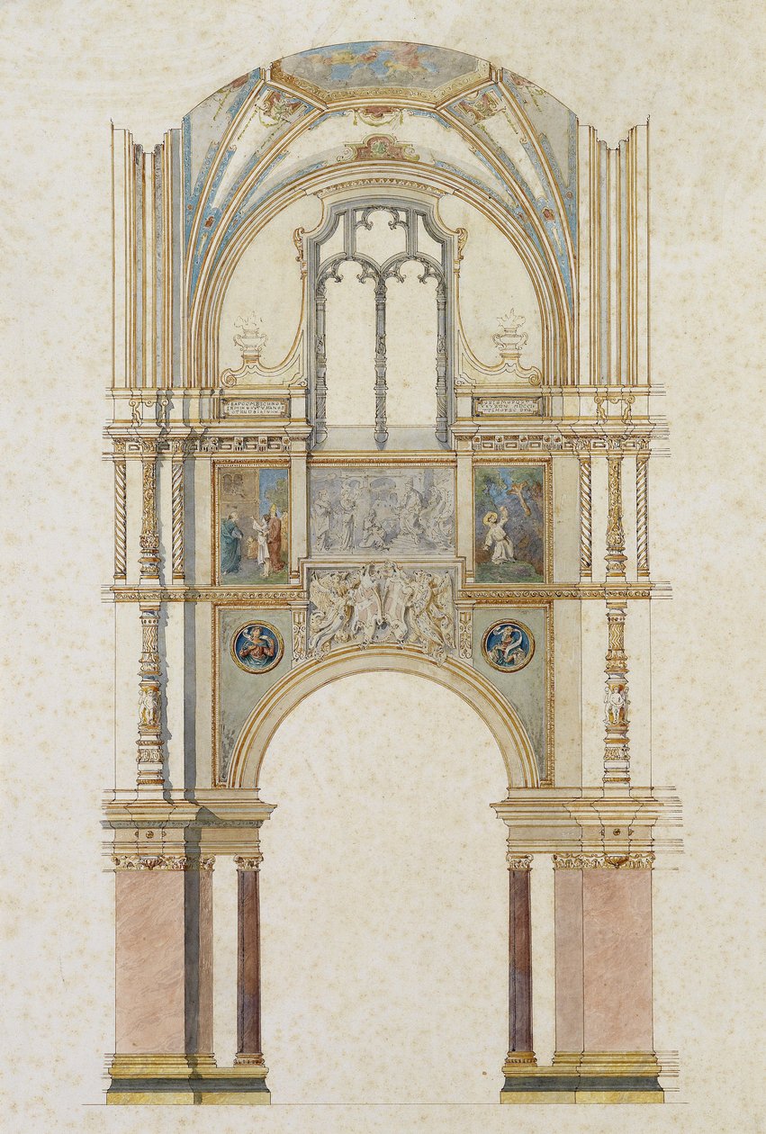 Design for the Side Aisle of a Church with Frescoes from the Life of St. Francis by Unbekannt Unbekannt
