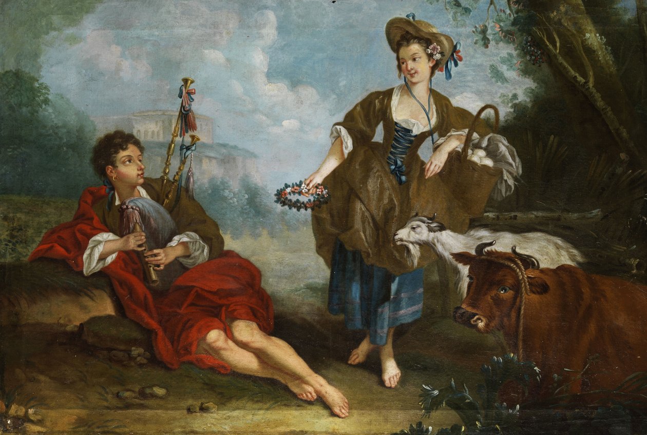 Gallant Shepherd Scene by Unbekannt Unbekannt