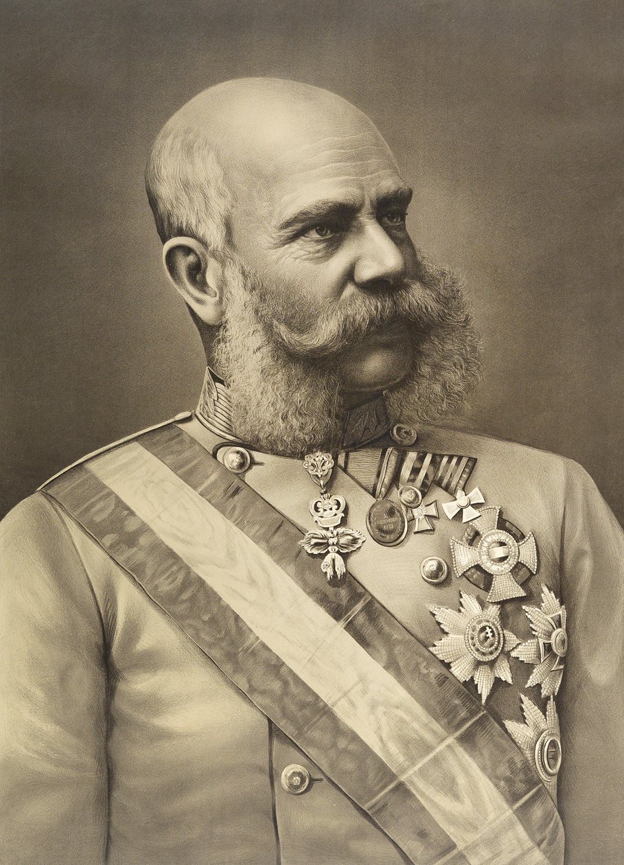 Portrait Lithograph of Emperor Franz Joseph I in Uniform with Decorations by Unbekannt Unbekannt