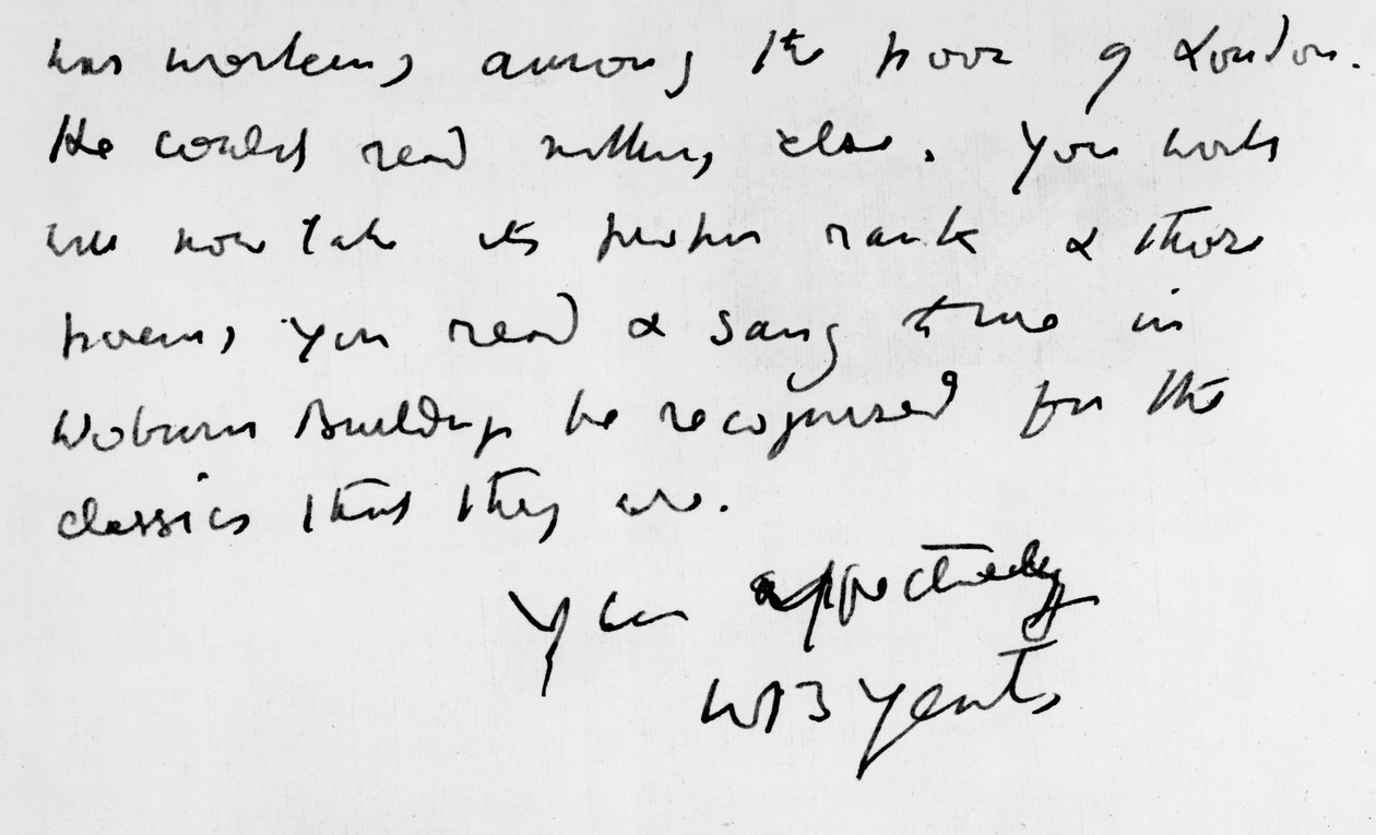 Extract from a Letter Written by W. B. Yeats (1865-1939) by Unbekannt Unbekannt