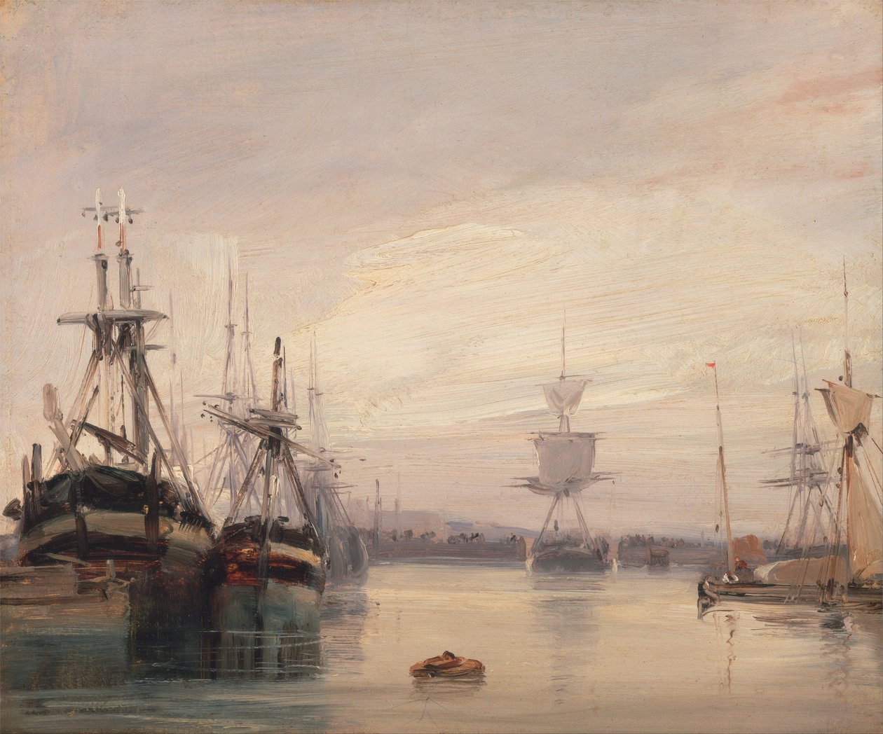 French Harbor Scene by Unbekannt Unbekannt