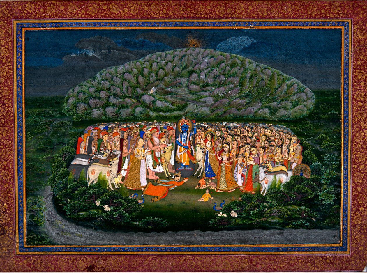 Krishna Lifting Mount Govardhan by Unbekannt Unbekannt
