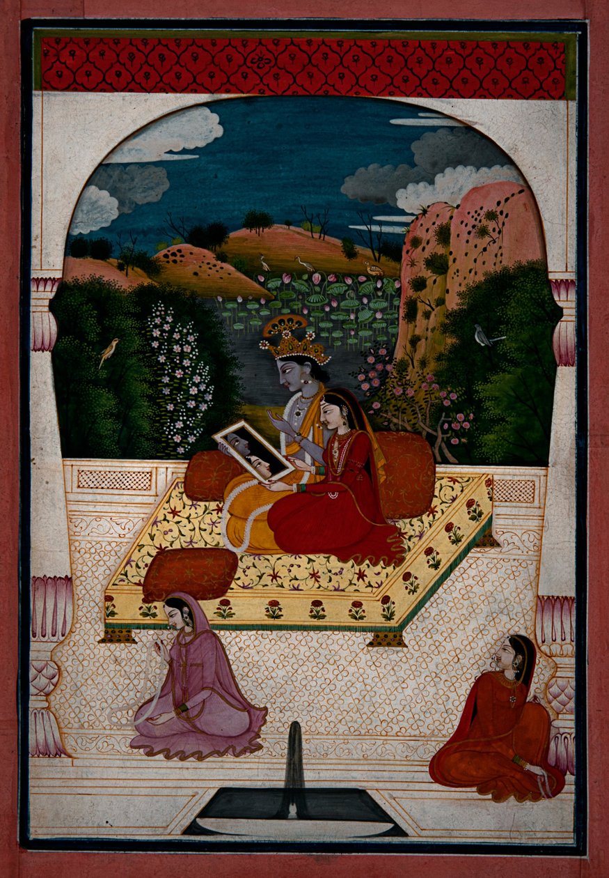 Krishna and Radha Looking into a Mirror by Unbekannt Unbekannt