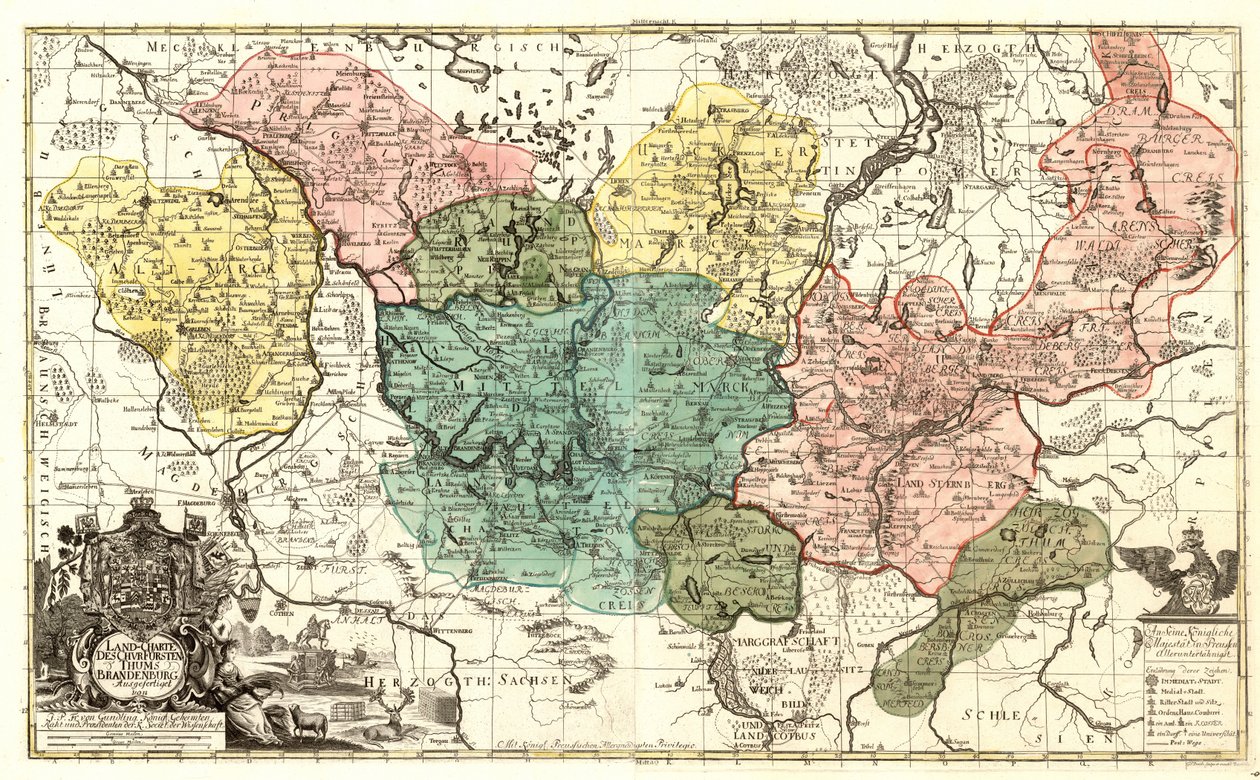 Land Map of the Electorate of Brandenburg with Royal Prussian Privilege by Unbekannt Unbekannt