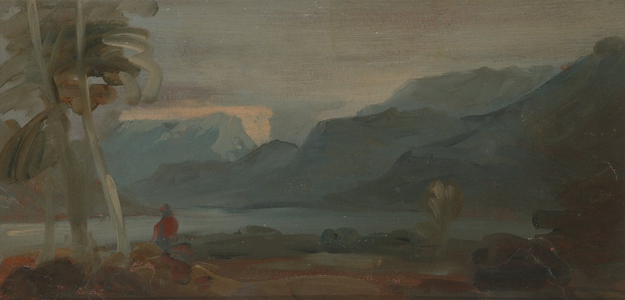 Mountainous Landscape with Figures and Cattle by Unbekannt Unbekannt