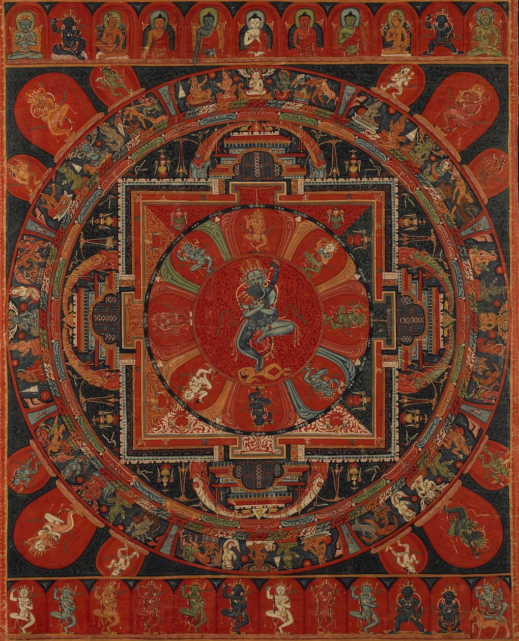 Nine-deity Mandala of Two-armed Hevajra by Unbekannt Unbekannt