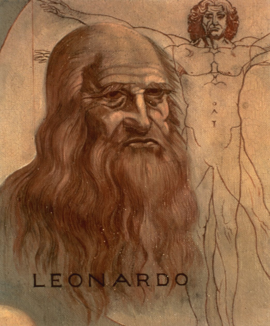 Portrait of Leonardo da Vinci with his 