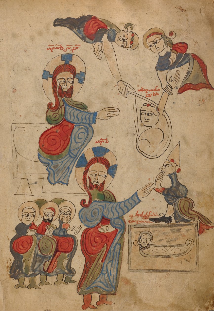 The Healing of the Paralytic; The Raising of Lazarus by Unbekannt Unbekannt