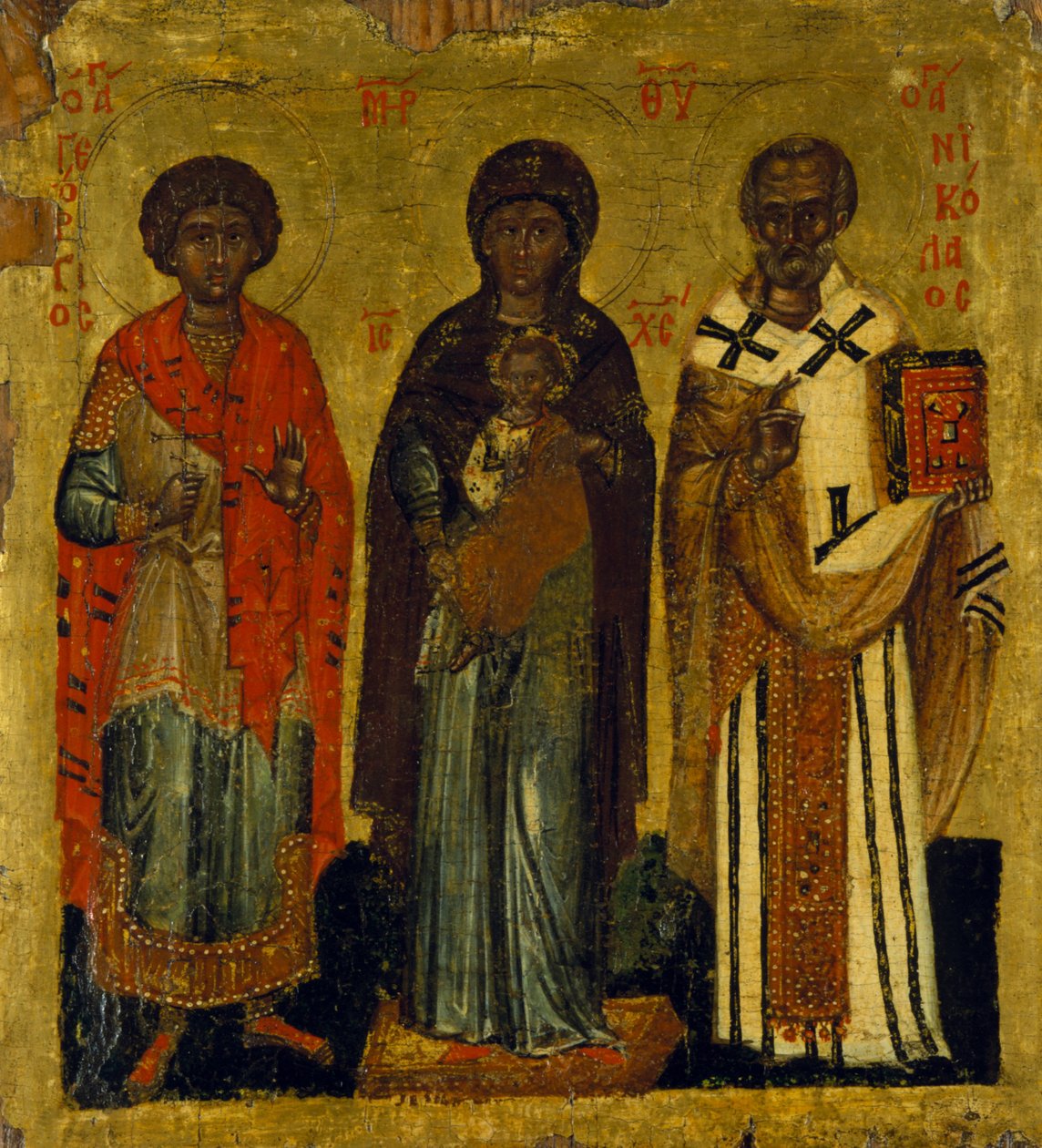 The Virgin and Child with Saints Nicholas and George by Unbekannt Unbekannt