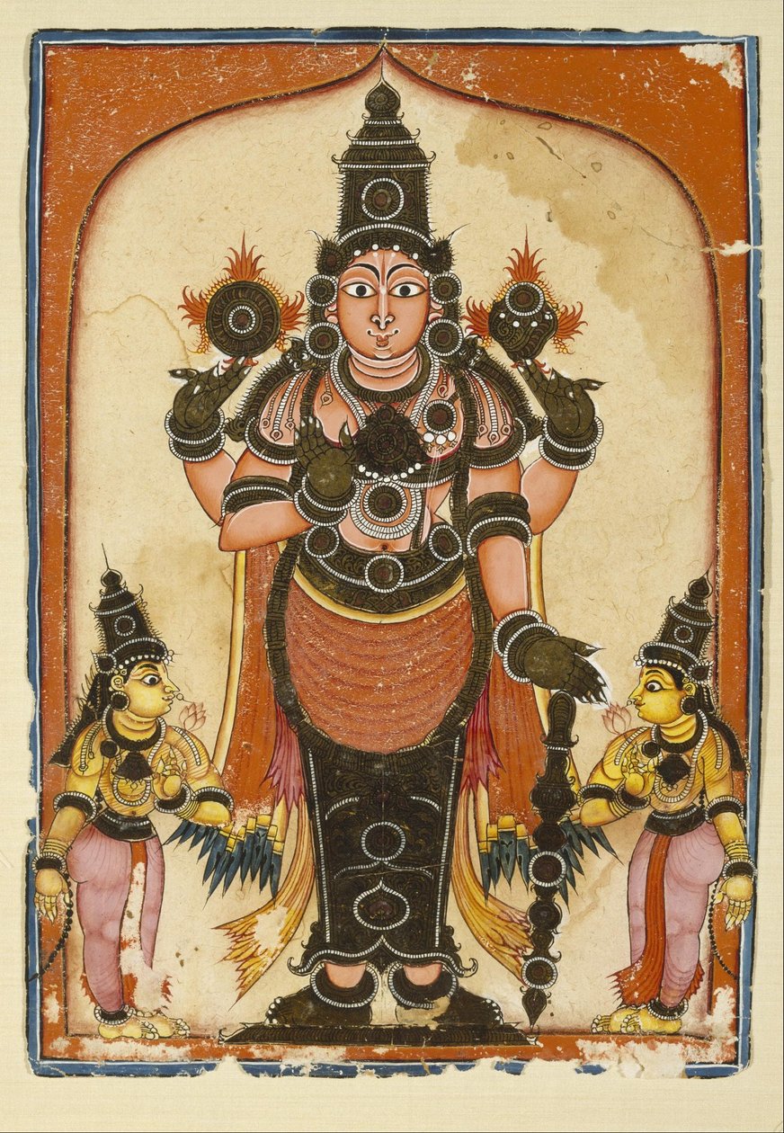Lord Vishnu with Two Consorts, Sree Devi and Bhu Devi by Unbekannt Unbekannt