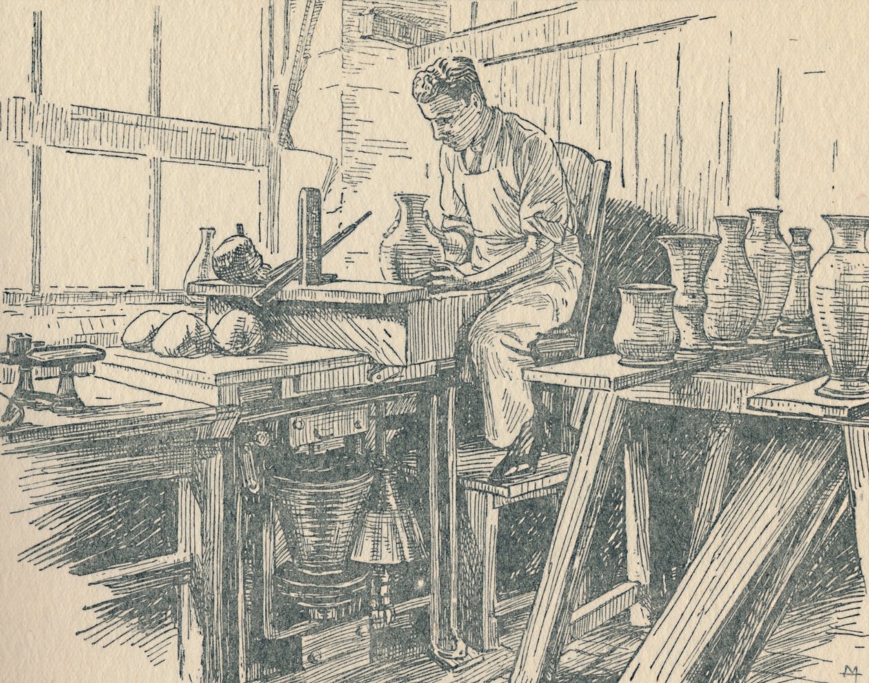 A Potter at Work by Unbekannt
