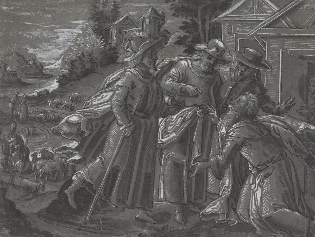 Abraham Entertaining the Angels (verso) by Unbekannt