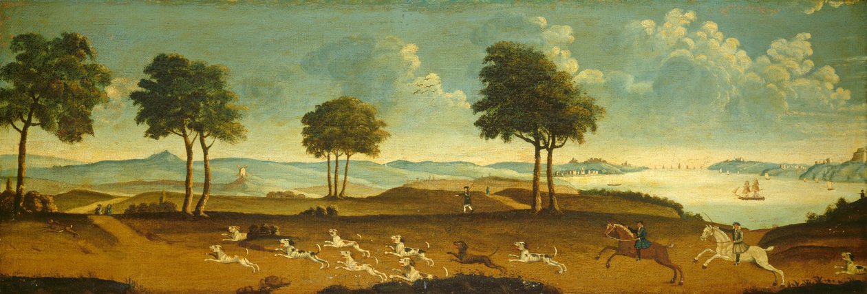 Hunting Scene with a Harbor by Unbekannt