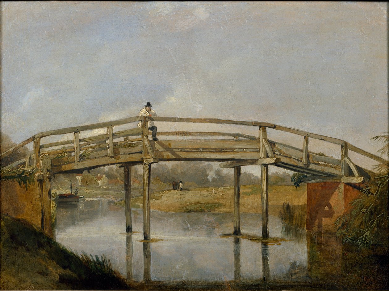 Landscape with a River and Bridge, c1830 by Unbekannt