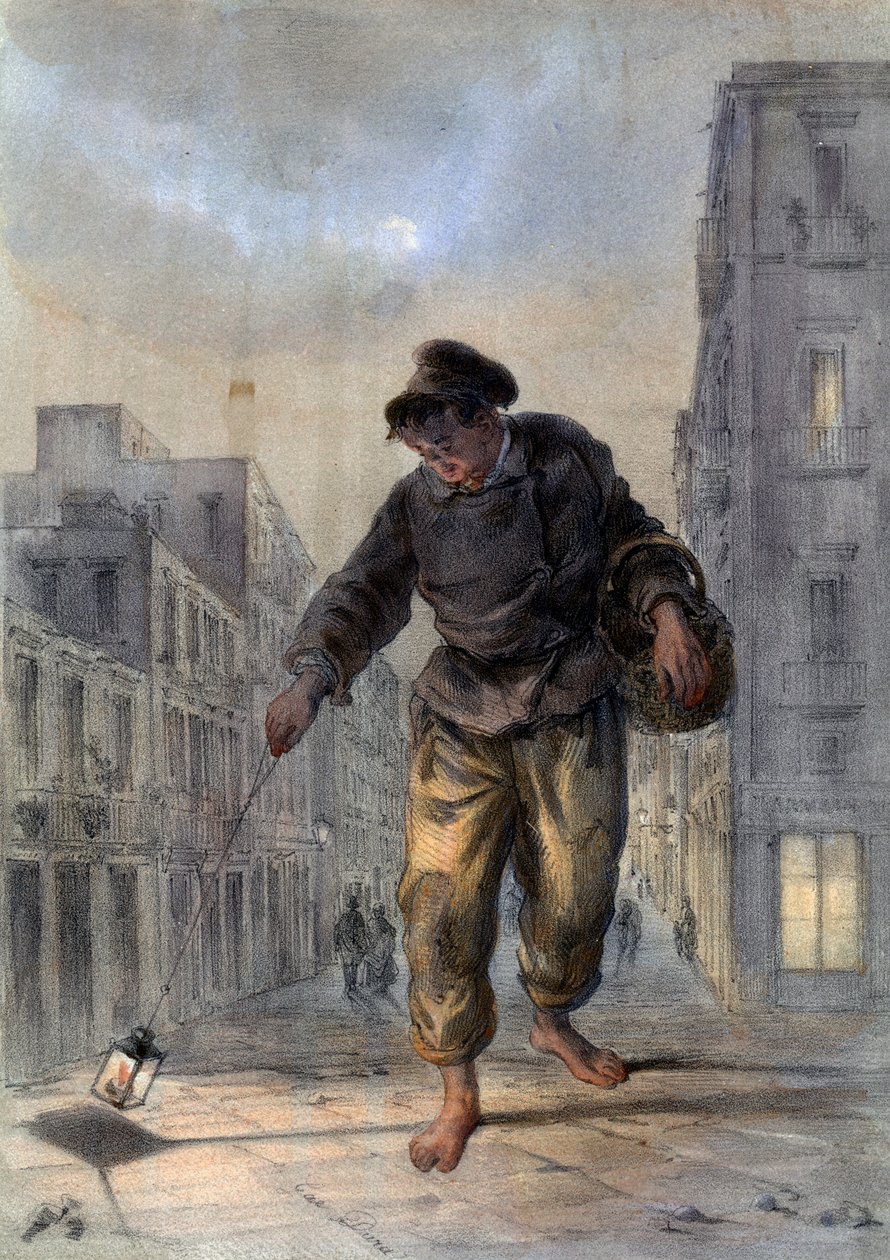 Man with a lamp by Unbekannt
