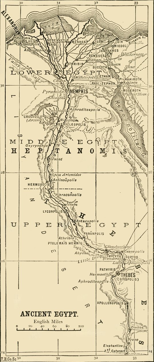 Map of Ancient Egypt, 1890 by Unbekannt