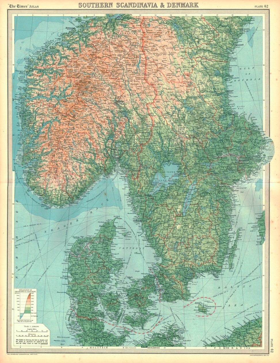 Map of Southern Scandinavia and Denmark by Unbekannt