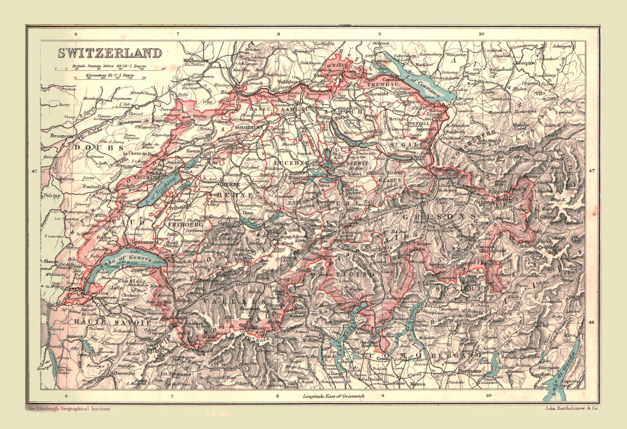 Map of Switzerland by Unbekannt
