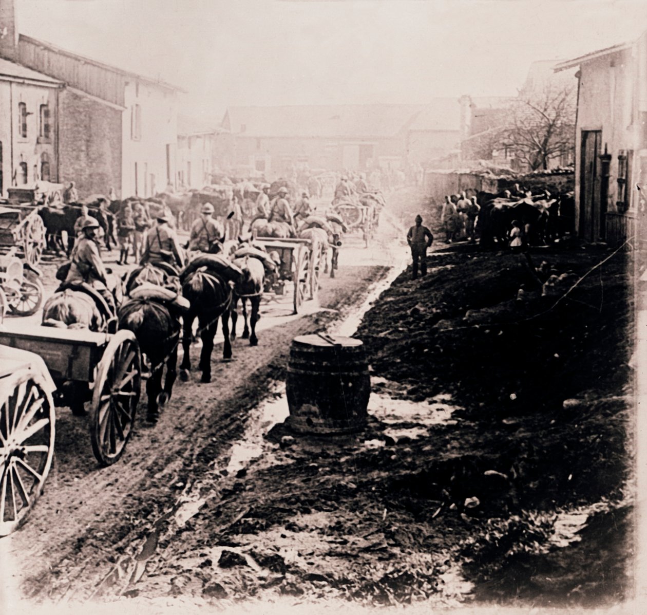 Mounted Troops with Wagons by Unbekannt