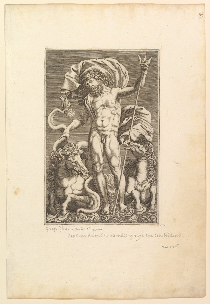 Neptune Between Two Sea Horses by Unbekannt