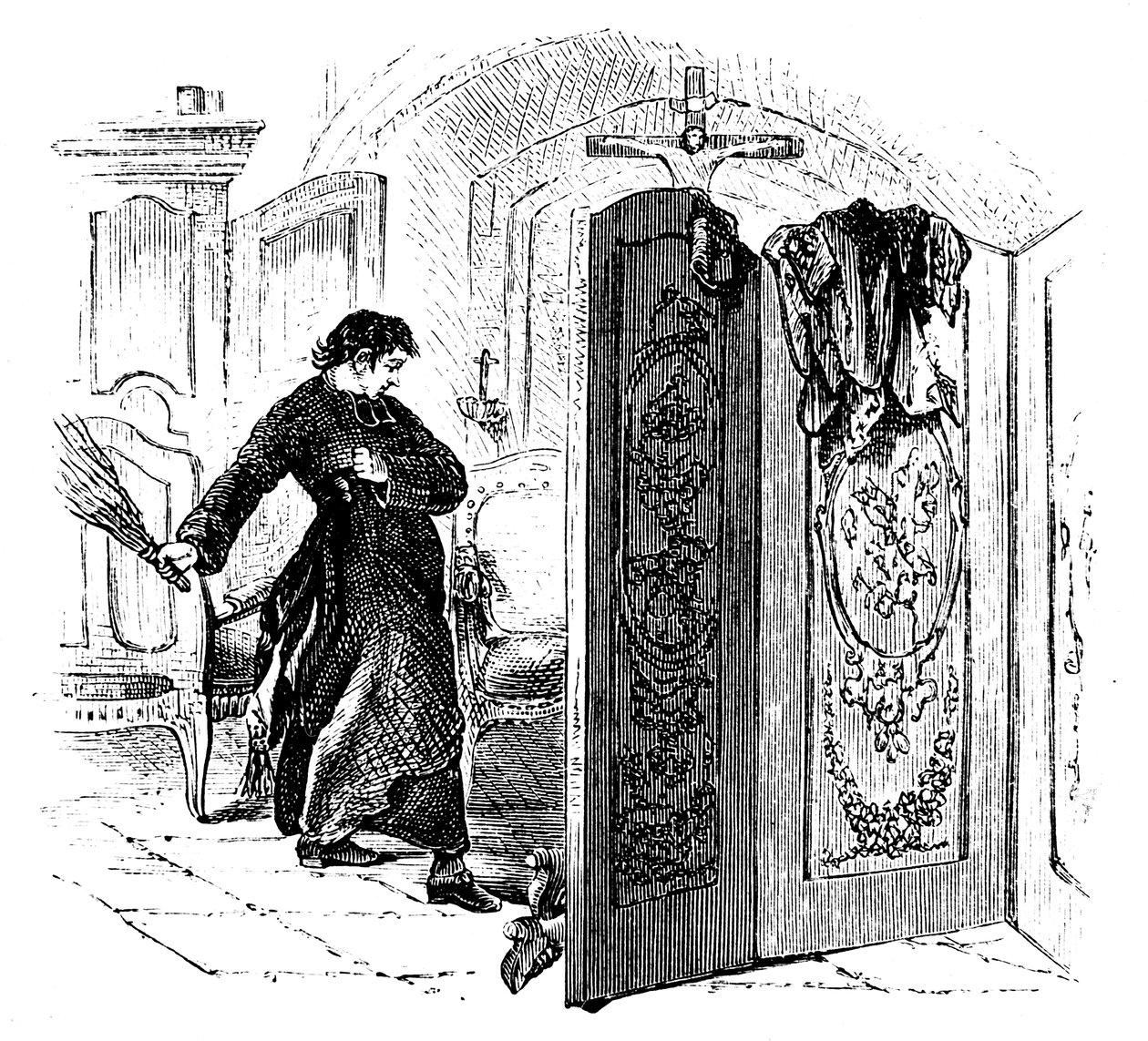 Priest whipping a penitent with a birch by Unbekannt