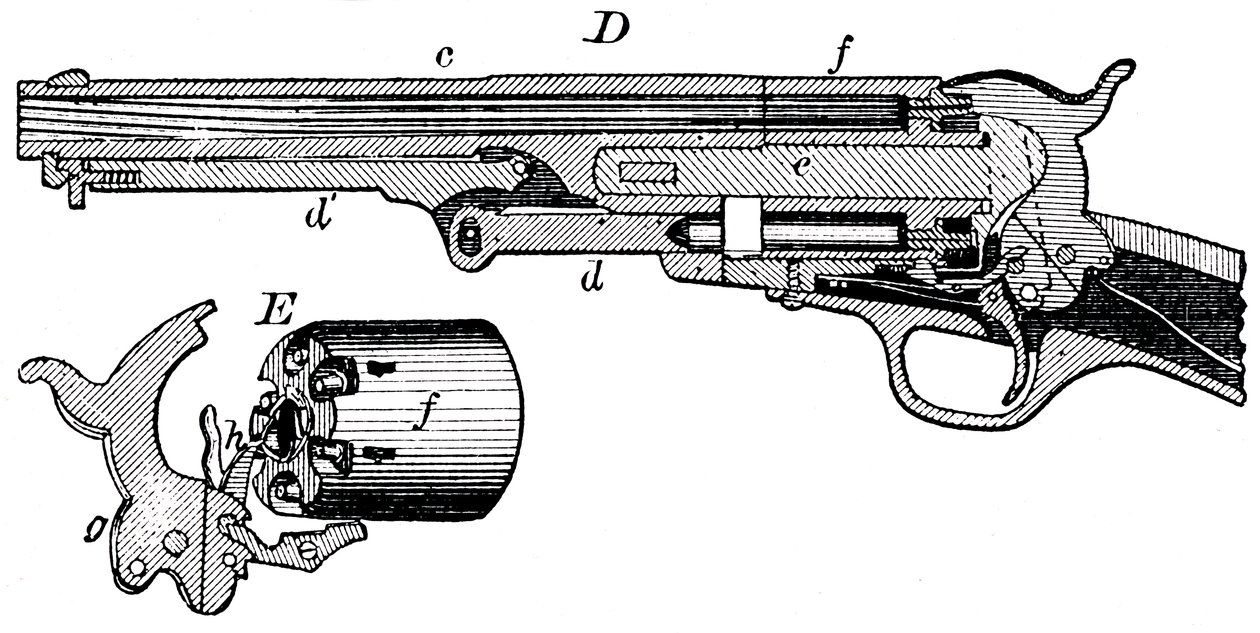 Sectional view of the Colt revolver, c1880 by Unbekannt