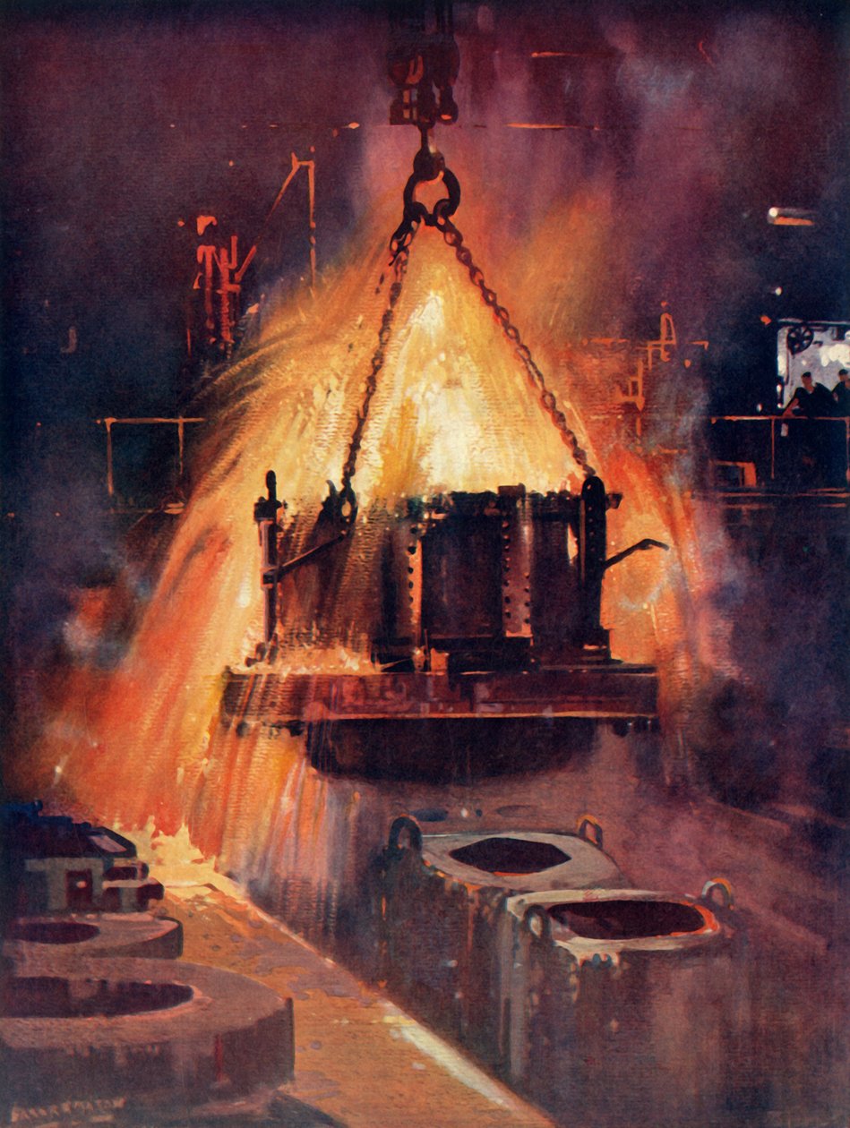 Tapping a Steel Furnace by Unbekannt