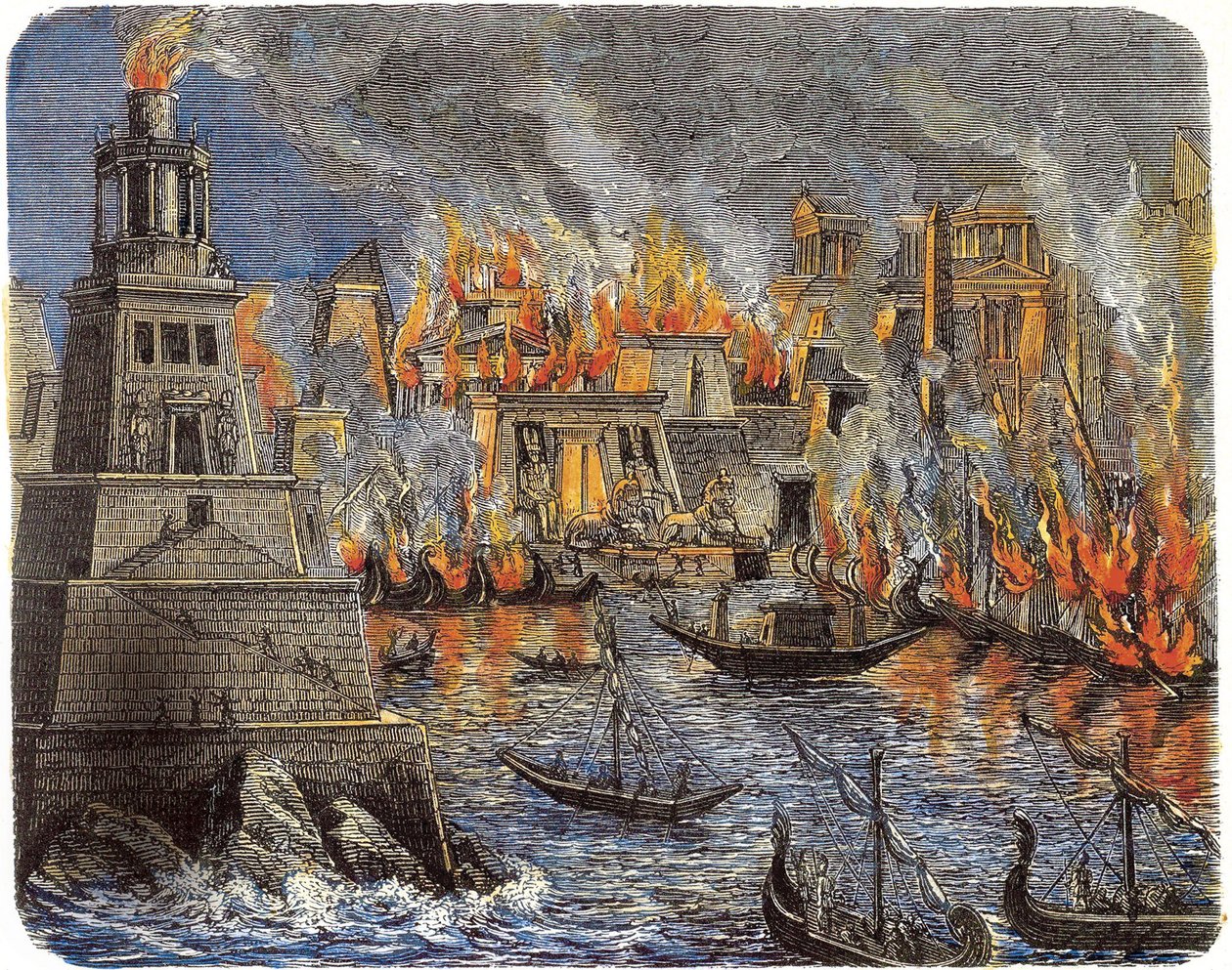 The Burning of the Library of Alexandria by Unbekannt