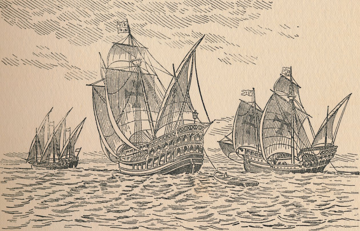 The Fleet of Columbus by Unbekannt